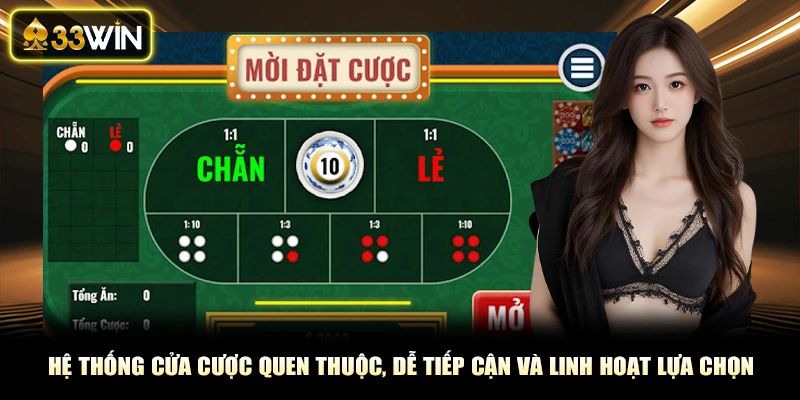 Hệ thống cửa cược quen thuộc, dễ tiếp cận và linh hoạt lựa chọn